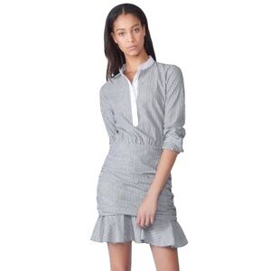 Veronica Beard - Everett Preppy Striped 3/4 Sleeve Ruffle Mini Dress Sz S